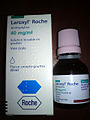 Boîte de Laroxyl de chez Roche de 40 mg/ml et flacon de 20 ml.