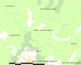 Mapa obce Sainte-Croix-de-Caderle