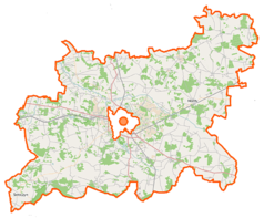 Mapa konturowa powiatu siedleckiego, w centrum znajduje się punkt z opisem „Grubale”