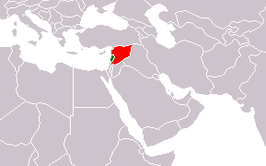 Libanon (groen) en Syrië (rood).