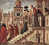 Vittore carpaccio, scuola degli albanesi, presentazione della vergine al tempio 01.jpg