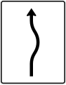 Zeichen 513-20 Verschwenkungstafel; Darstellung ohne Gegenverkehr: einstreifig nach rechts und zurück