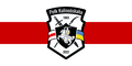 Біло-червоно-білий прапор Білорусі з нарукавником шеврону полку імені Кастуся Калиновського