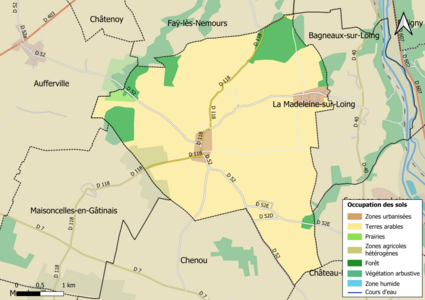 Carte des infrastructures et de l'occupation des sols en 2018 (CLC) de la commune.