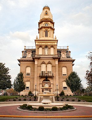 Logan County Courthouse in Bellefontaine, gelistet im NRHP mit der Nr. 73001497[1]