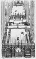Coro de Viollet-le-Duc na abadia de Saint Denis em Paris com coro alto, cadeiral do coro e altar alto.