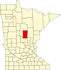 クロウウィング郡の位置を示したミネソタ州の地図