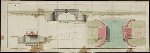 Plan du pont de Castries sur la rivière du Cadoule en 1769.