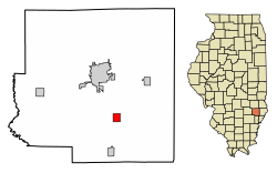 Location of Calhoun in Richland County, Illinois.