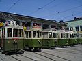 Historische Berner Trams von Bernmobil, anlässlich des Dampftramfest im Depot Eigerplatz im Jahre 2004