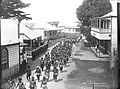 Samoan warriors and American servicemen during the Siege of Apia in March 1899.