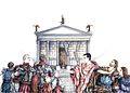 Caesarius a Leontio consulari Campaniae ad sacrificandum frustra sollicitatur. Ejus precibus templum Apollinis corruit et ruina Firminum pontificem opprimit.