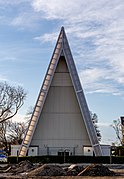 Cardboard Cathedral from the back, Christchurch, New Zealand.jpg