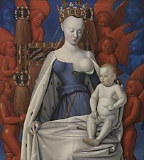 Virgin and Child Surrounded by Angels by Jean Fouquet. c. 1454