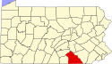 Harta statului Pennsylvania indicând comitatul York