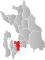 Nordre Follo markert med rødt på fylkeskartet