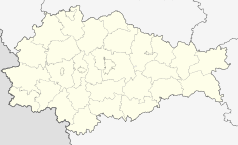 Mapa konturowa obwodu kurskiego, w centrum znajduje się punkt z opisem „Kursk”