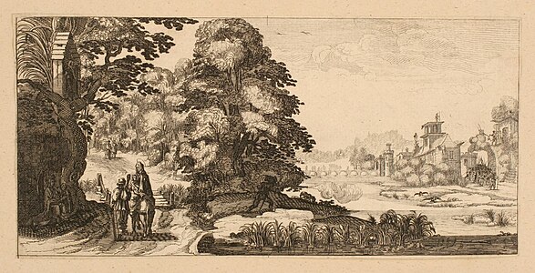 Paysage avec la Fuite en Egypte, d'après Nicolas de Son, 1625-1637, estampe à l'eau-forte et au burin, 1/1, Musée des Beaux-Arts de Nancy, Inv. TH.99.15.1138