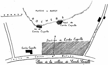 Plan de la colline de Combe-Capelle par Denis Peyrony (1943[11]).