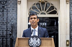 Sunak in front of his lectern at 10 Downing Street