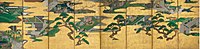 Huit chapitres du Dit du Gengi. Sōtatsu. Encre, couleur et or sur papier doré. Paravent à 8 feuilles, 81 × 327 cm. Met. Chaque paravent 154,5 × 169,8 cm. Kennin-ji, Kyōto