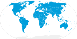 Peta yang menunjukkan anggota PBB Peta ini tidak mewakili pandangan PBB atau anggota-anggotanya mengenai status hukum suatu negara,[1] dan tidak juga menggambarkan secara akurat pamréntahan wilayah yang memiliki perwakilan PBB.