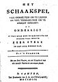 Titelblad van "Het Schaakspel" (1792) door Philip Julius van Zuylen van Nijevelt (1743-1826)