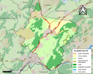 Carte en couleurs présentant l'occupation des sols.