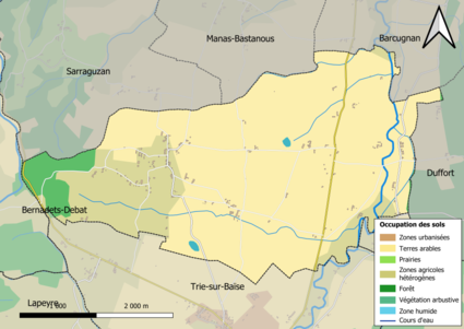 Carte en couleurs présentant l'occupation des sols.