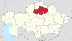 Akmola'nın Kazakistan'daki konumu