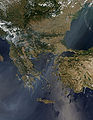 25 Temmuz 2007 de çekilmiş Balkanlardaki yangına ait uydu fotoğrafı
