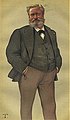 קריקטורה של אדמונד אבו בואניטי פייר, לבוש בחליפת טרקלין שחורה. 1880