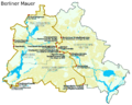 Map of the Berlin Wall (red line)