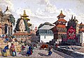 Kathmandu Durbar Square, fejn saret il-battalja ewlenija, kif deher fl-1852, miżbugħa minn Henry Ambrose Oldfield (1822-1871)..