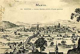 Pont à Mantes en 1650, en amont de Vernon.