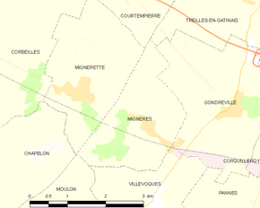 Poziția localității Mignères