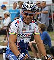 Image 23 Robbie McEwen Photo: John O'Neill Robbie McEwen, Australian professional road cyclist, wearing his Team Katusha (Russian: Катюша) cycling kit at the start of the 2010 Jayco Bay Cycling Classic. McEwen's accolades include winning the maillot vert (green jersey) overall Points Classification in the Tour de France three times, along with winning 12 individual stages, and competing in three Olympic Games. The green and gold bands around his arms identify him as an Australian National Cycling Champion. More selected pictures