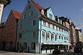 Hausfassade in der Rosengasse/Schmiedplatz im oberschwäbischen Memmingen.