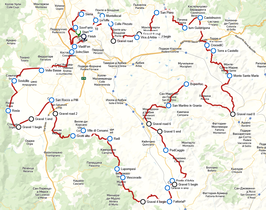 Routekaart van de Strade Bianche 2023