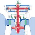 Cross section plan of a Kaplan turbine