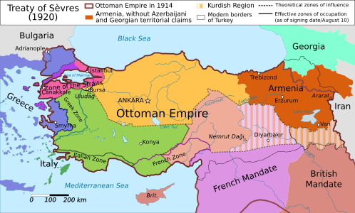 Partició de l'Imperi Otomà segons el tractat de Sèvres