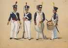 Infantería del Ejército colonial brasileño en 1816 durante la Invasión de la Guayana Francesa.