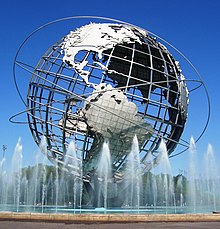 The Unisphere as seen in 2010, with fountains in the foreground