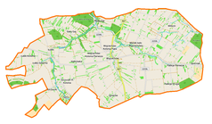 Mapa konturowa gminy Wojciechów, blisko prawej krawiędzi nieco na dole znajduje się punkt z opisem „Saganów”