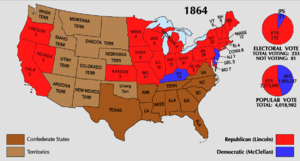 Az 1864-es elnökválasztási eredmény térképe
