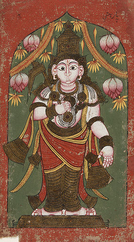 17th century mural of Balarama from a wall hanging in an Indian temple.