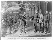 セダンの戦い勝利後。捕虜になったフランス皇帝ナポレオン3世と会見するヴィルヘルム1世を描いた絵（ジョージ・シュレーゲル（英語版）画）