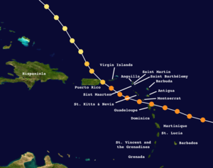 Track of Hugo in the Caribbean