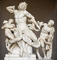 Laocoonte e i suoi figli , greco, (tardo ellenistico), c. 160 a.C. e 20 a.C., Marmo bianco , Musei Vaticani