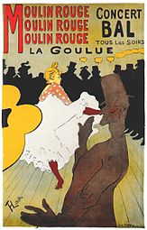 De beroemde poster van Toulouse-Lautrec Aankomst aan de Moulin Rouge (1891)